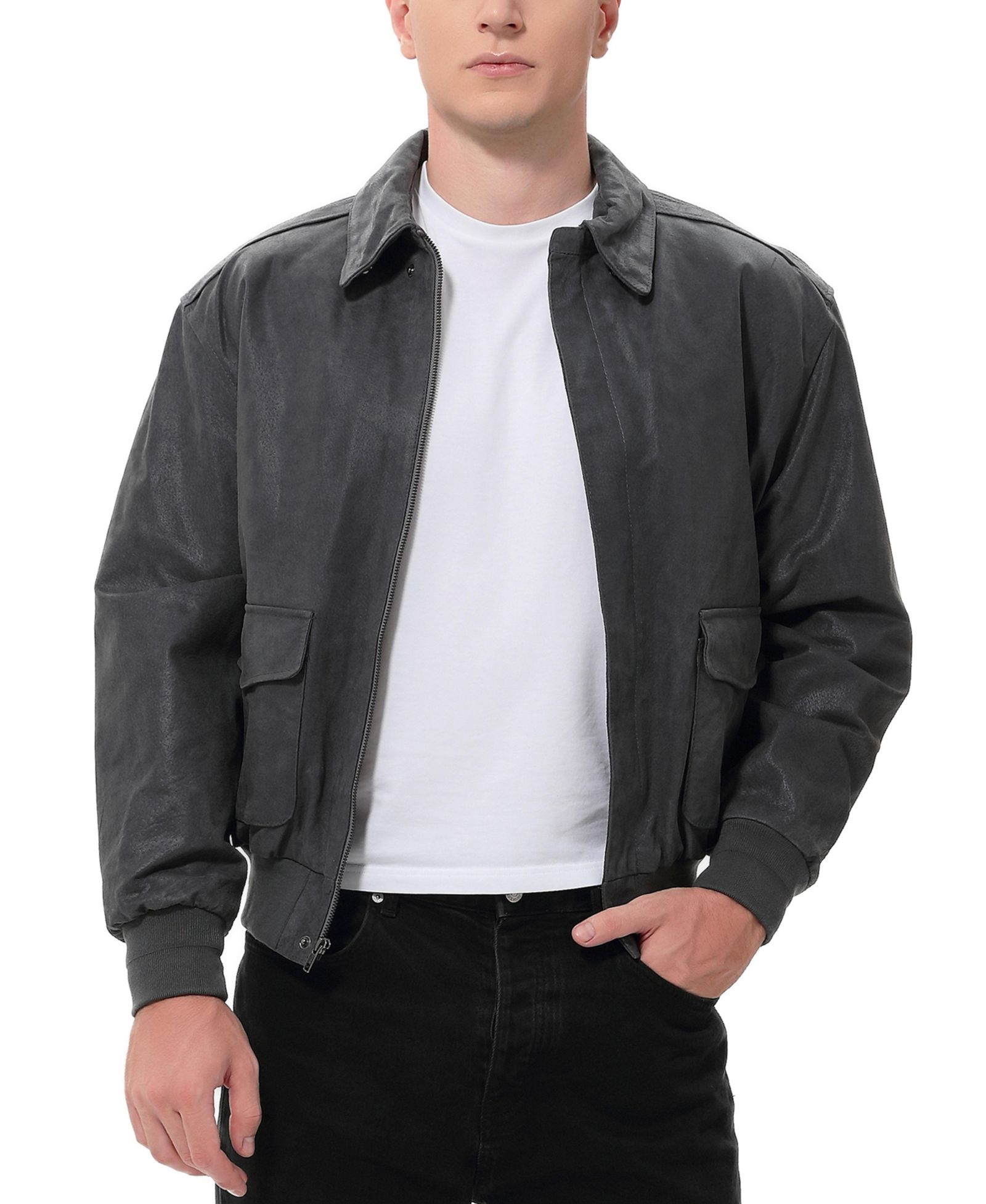 Landing Leathers Men's A-2 Distressed Leather Flight Bomber Jacket