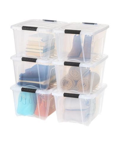 IRIS 6 Pack 32qt Clear View Plastic Storage Bin с крышкой и защелками