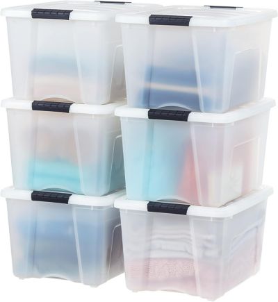 IRIS набор из 6 пластиковых контейнеров для хранения с крышками, 40qt