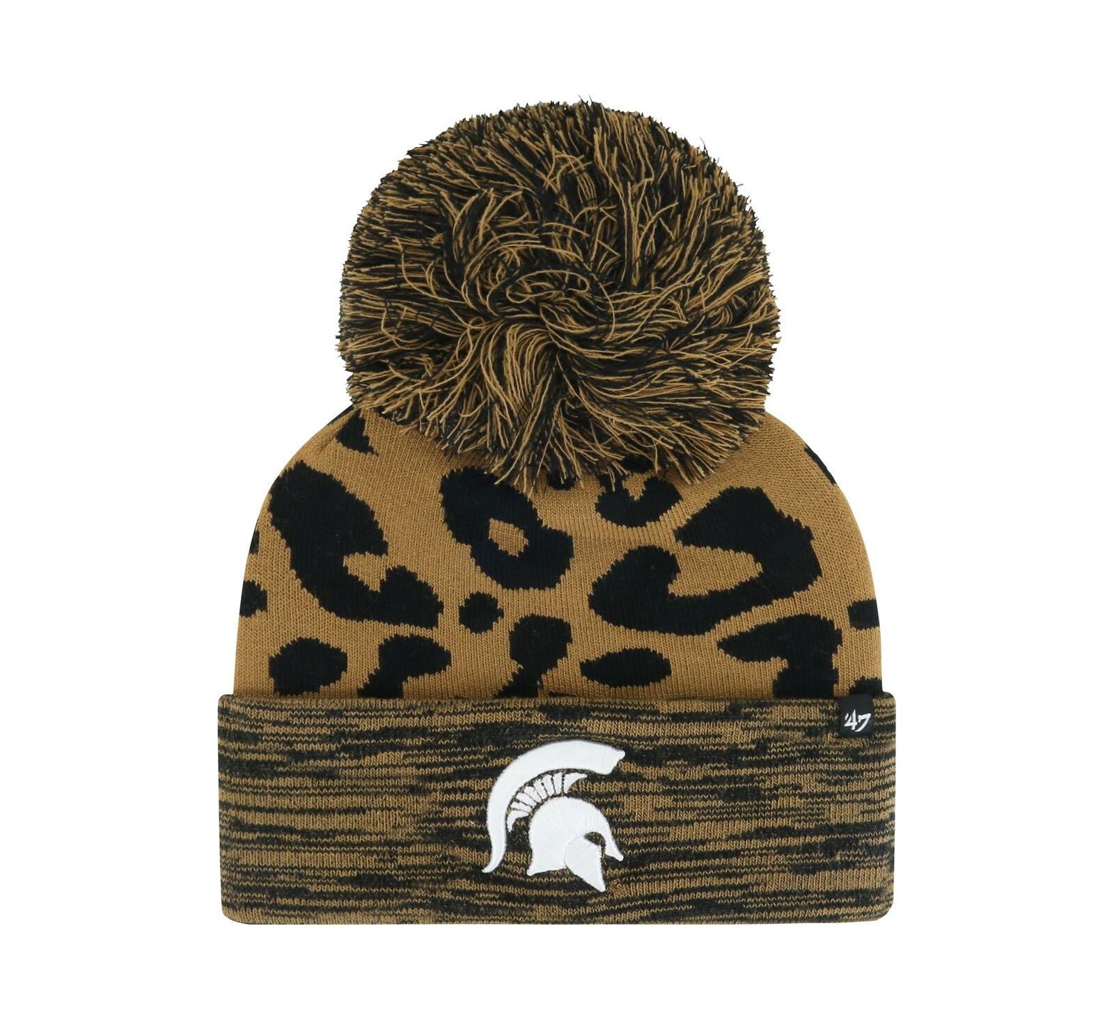 Women's '47 Brand Brown Michigan State Spartans Rosette Cuffed Knit Hat with Pom