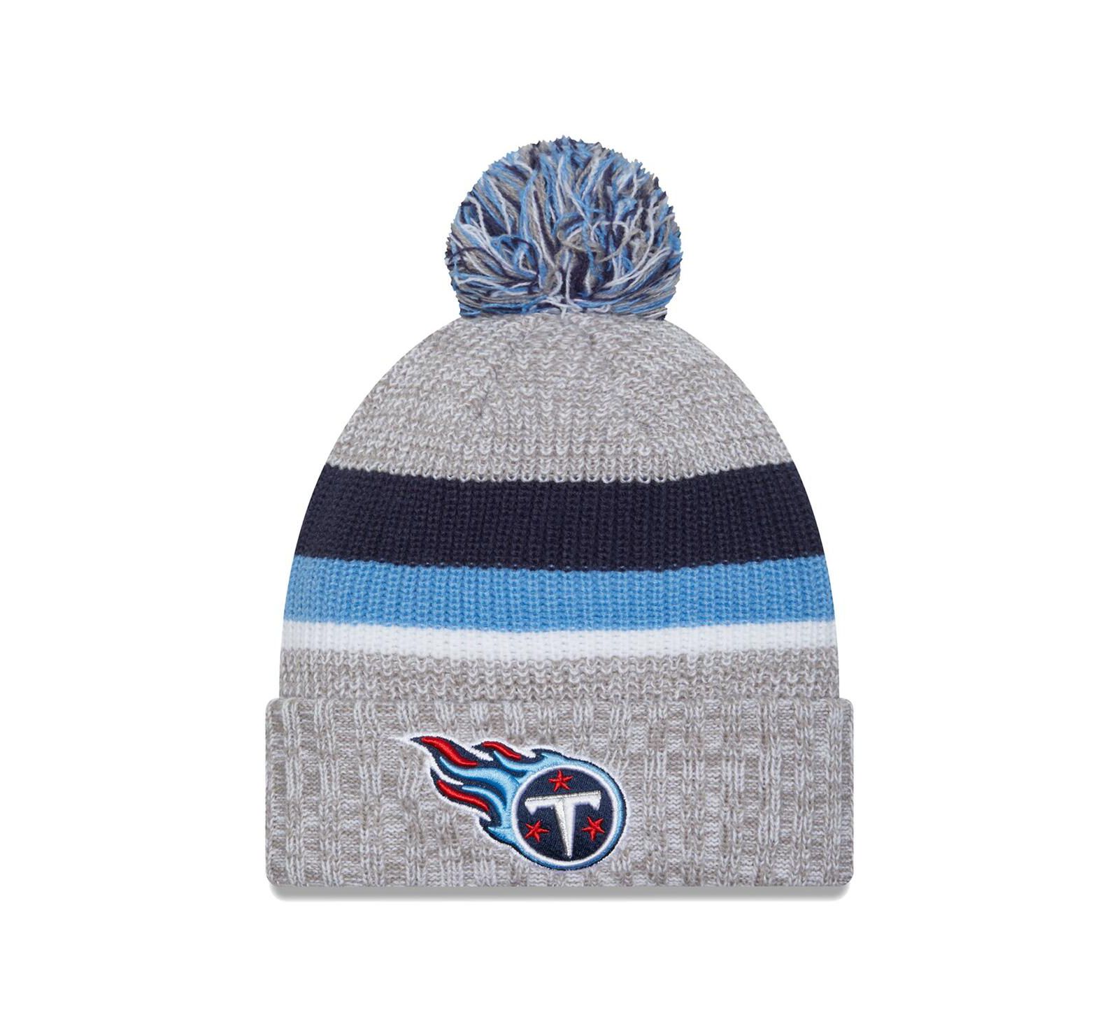 Мужская вязаная шапка New Era Tennessee Titans Cuffed Knit Hat с помпоном