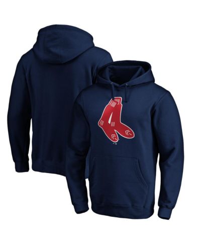 Мужская толстовка Fanatics Navy Distressed Boston Red Sox Cooperstown Collection Huntington Logo Fitted Pullover Hoodie