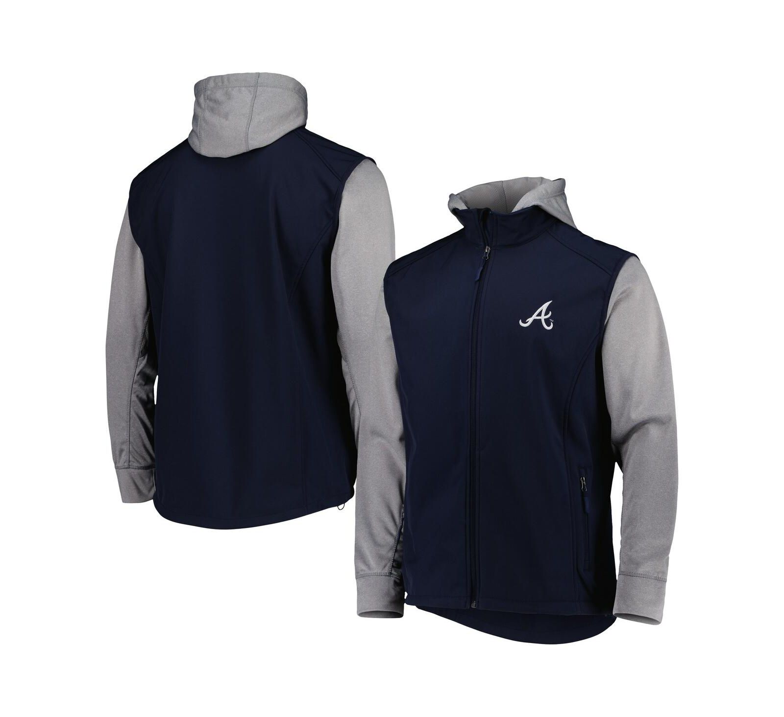 Men's Dunbrooke Navy, Heather Gray Atlanta Braves Alpha Full-Zip Jacket