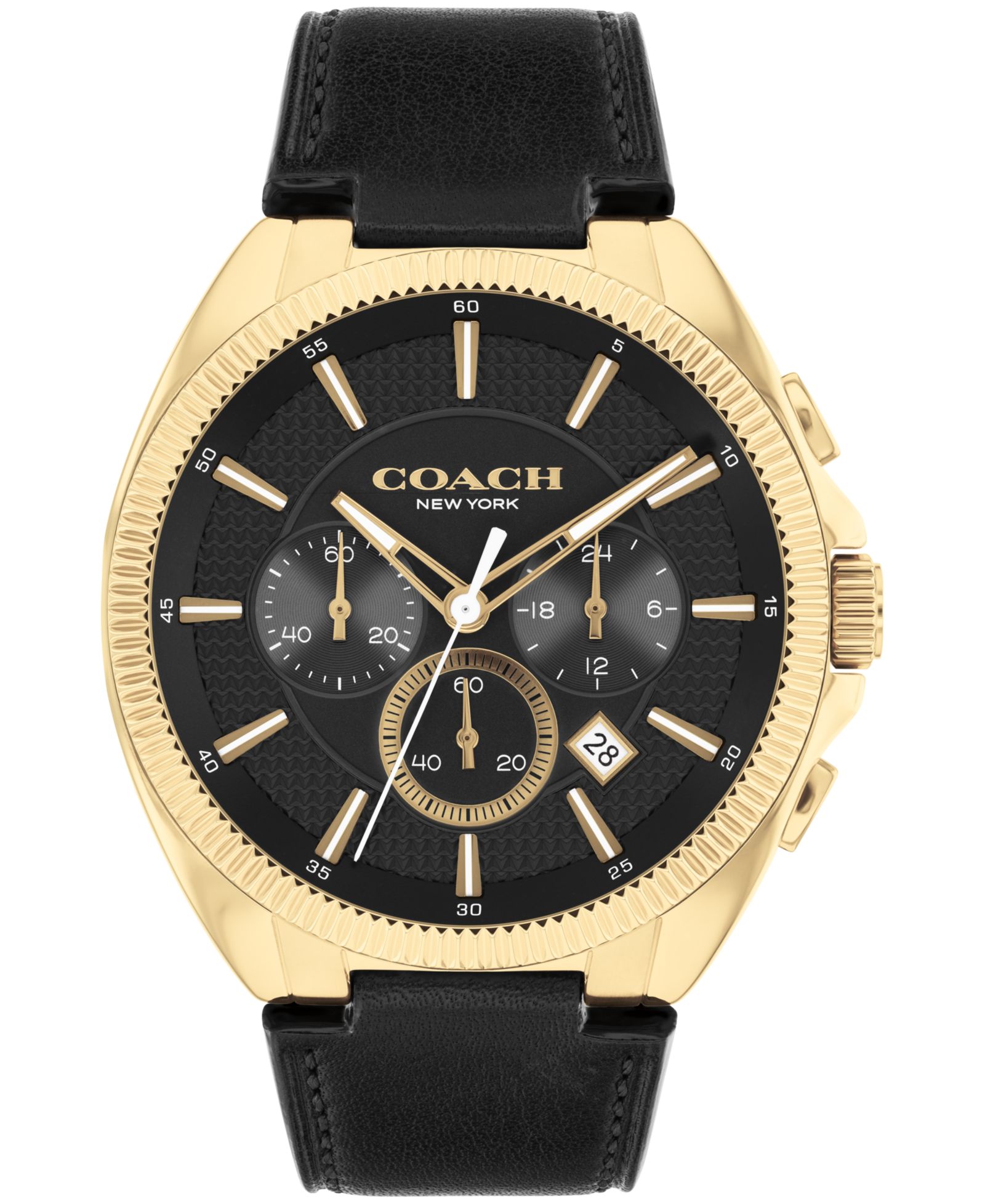 COACH Men's Jackson Black Leather Strap Watch 45mm