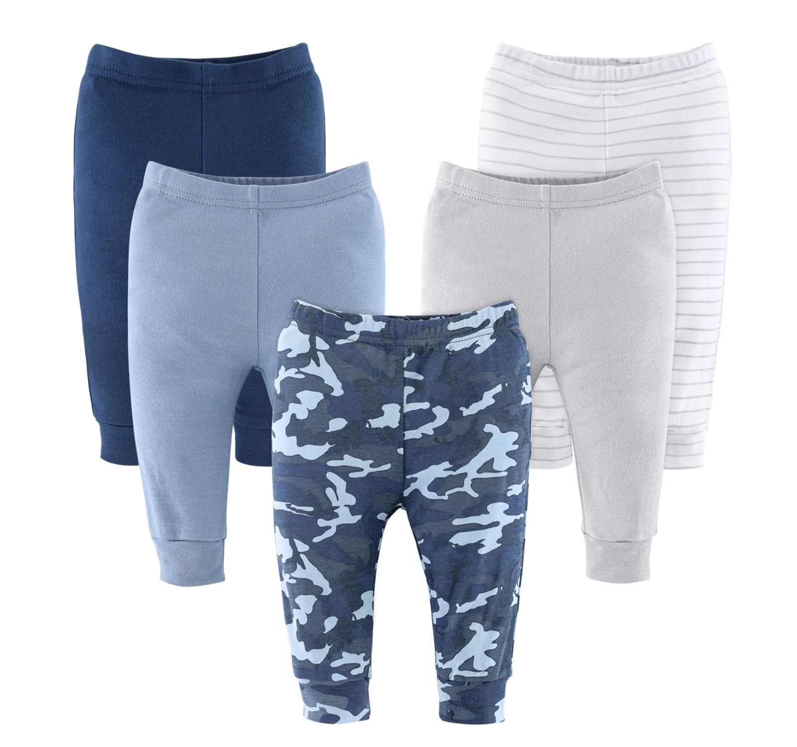 The Peanutshell Baby Boys Pants, 5-Pack, Blue Camo