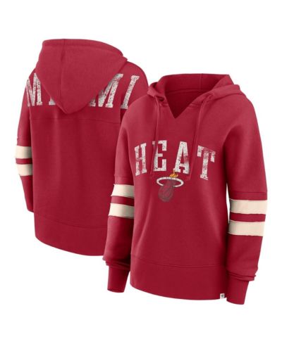 Женское худи Fanatics Miami Heat Red Distressed Dolman V-Neck Pullover