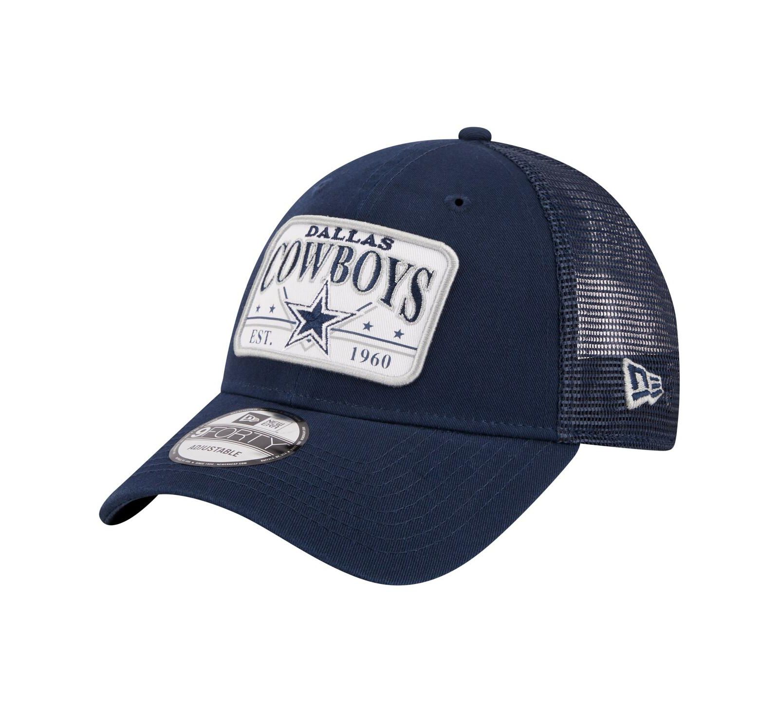 Men's New Era Navy Dallas Cowboys Plate 9FORTY Trucker Adjustable Hat