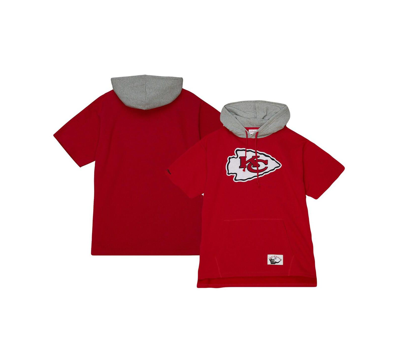 Мужское худи Mitchell & Ness Red Kansas City Chiefs Postgame с коротким рукавом