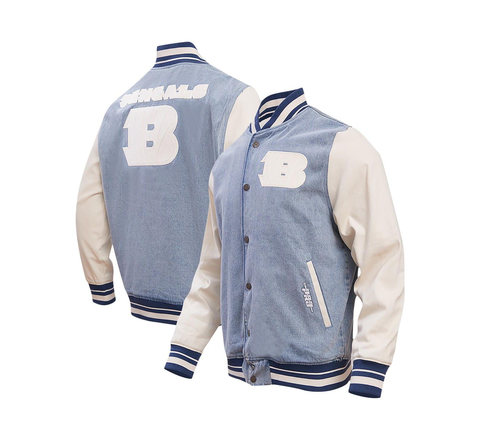 Мужская куртка Pro Standard Denim Distressed Cincinnati Bengals Varsity Blues Full-Snap Varsity