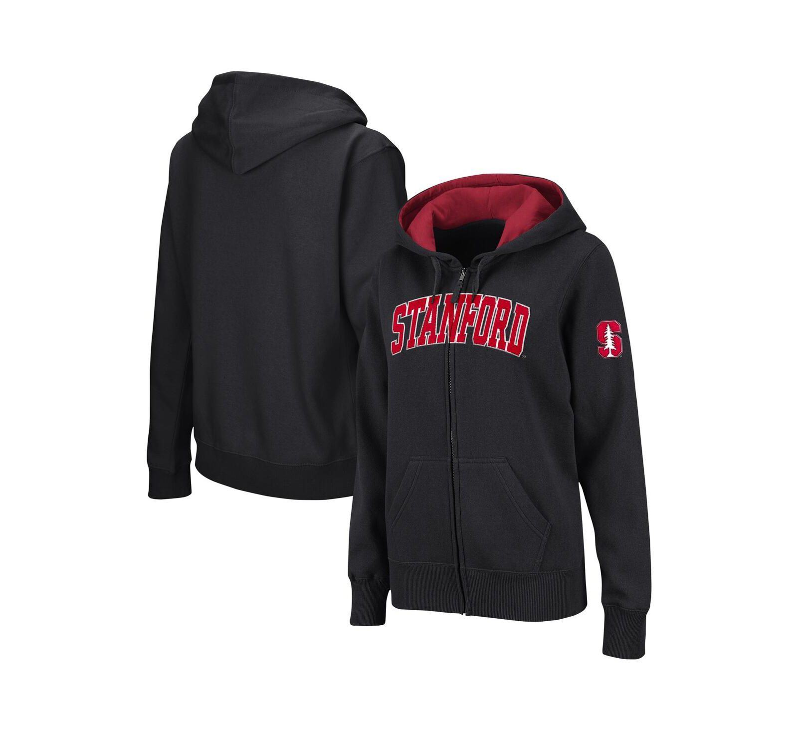 Women's Colosseum Black Stanford Cardinal Arched Name Full-Zip Hoodie