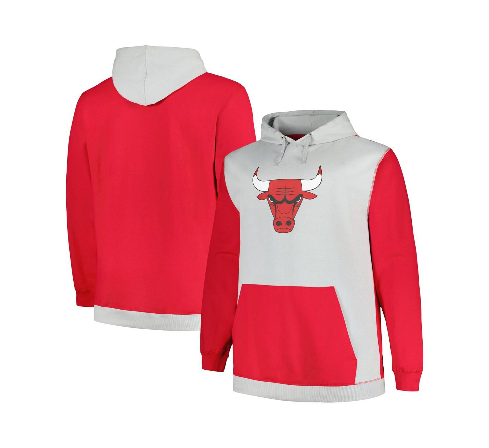 Мужская красная и серебристая толстовка-худи Fanatics Chicago Bulls Big and Tall Arctic Pullover