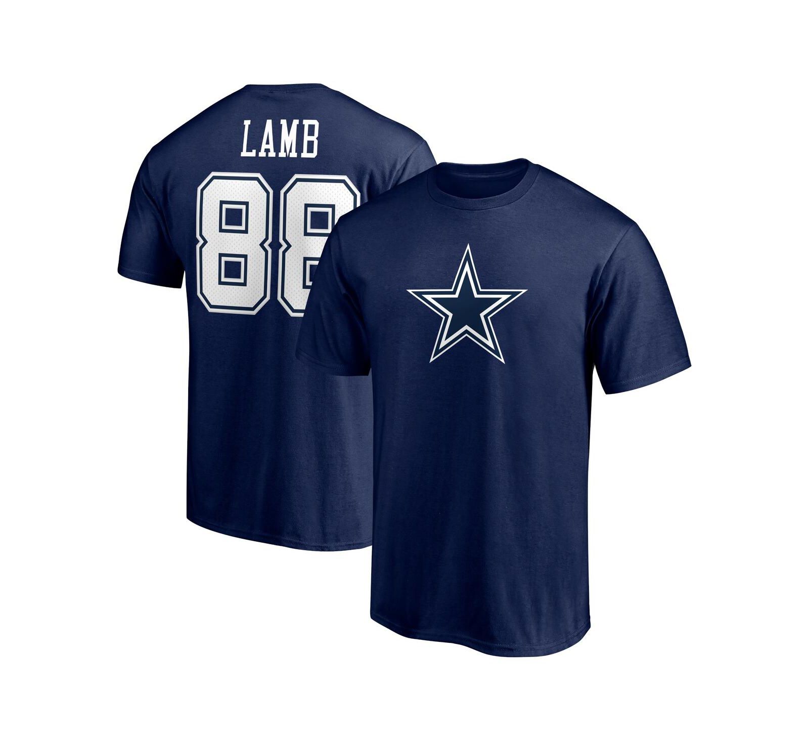 Мужская футболка Fanatics CeeDee Lamb Dallas Cowboys с именем и номером игрока, темно-синяя