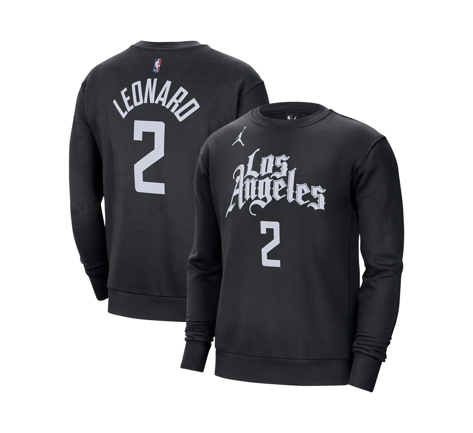 Men's Jordan Kawhi Leonard Black LA Clippers Statement Name and Number Pullover Sweatshirt