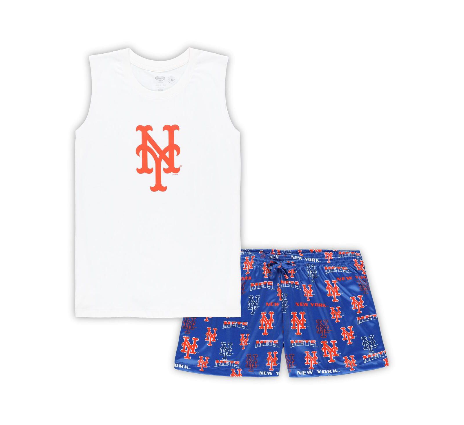 Women's Concepts Sport White, Royal New York Mets Plus Size Tank Top and Shorts Sleep Set