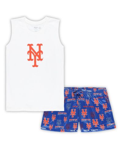 Women's Concepts Sport White, Royal New York Mets Plus Size Tank Top and Shorts Sleep Set