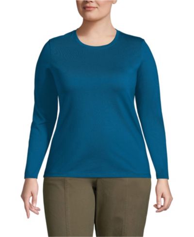Lands' End Plus Size Relaxed Supima Cotton Long Sleeve Crew Neck T-Shirt