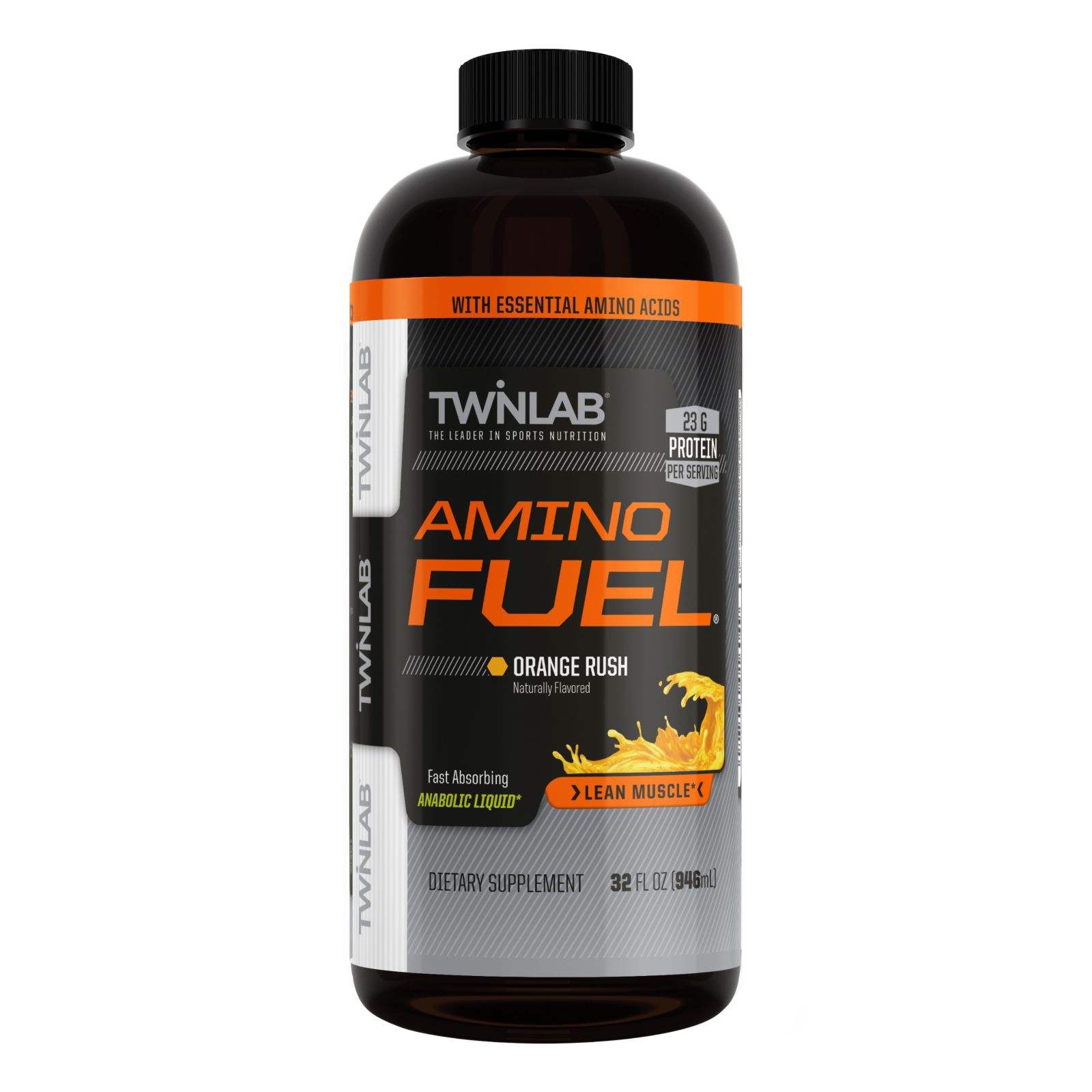 Twinlab Amino Fuel Liquid Orange Rush энергетический напиток с BCAA и коллагеном без кофеина 32 fl oz