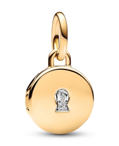 Pandora Cubic Zirconia Key Hole Engravable Locket Dangle Charm