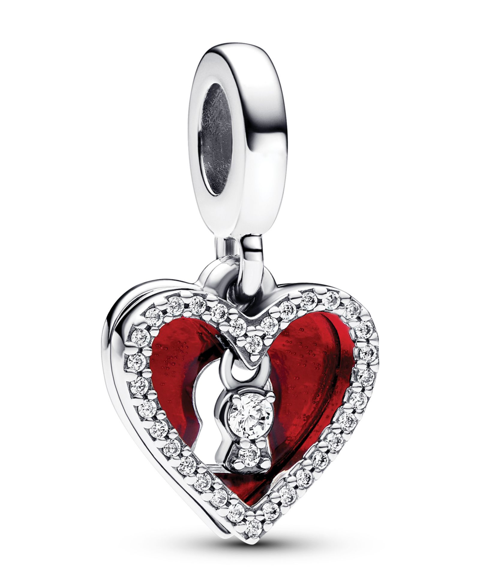 Подвеска Pandora Sterling Silver Padlock Heart Double Dangle