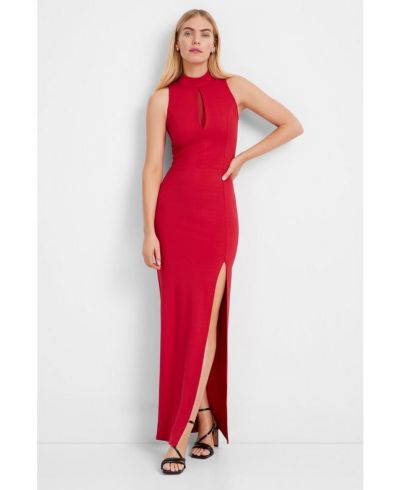 Marcella Women's Gabriette Mock-Neck Mesh-Cutout Evening Gown with Slit