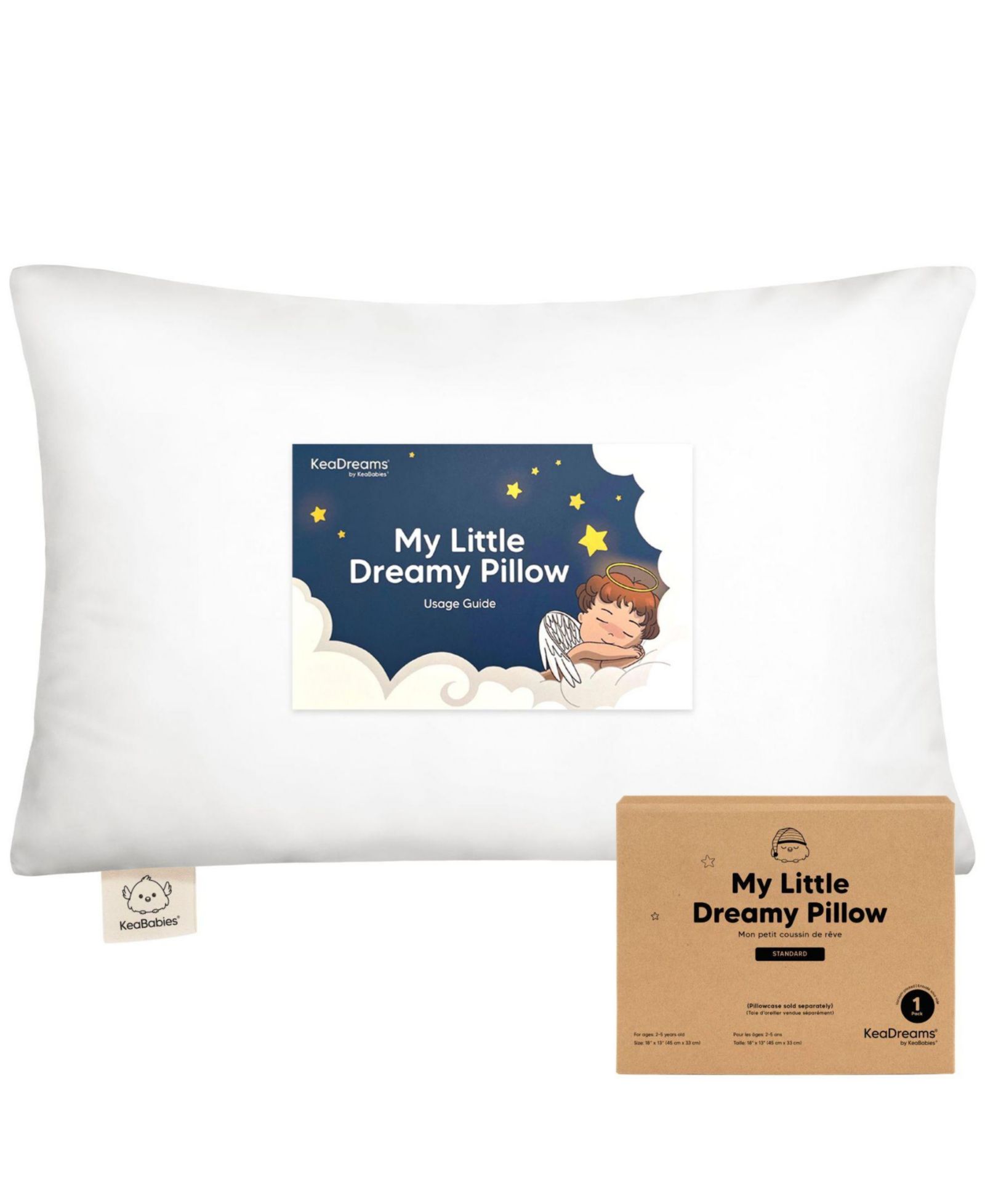 KeaBabies 1pk Toddler Pillow, Soft Organic Cotton Toddler Pillows for Sleeping, 13X18 Kids Pillow