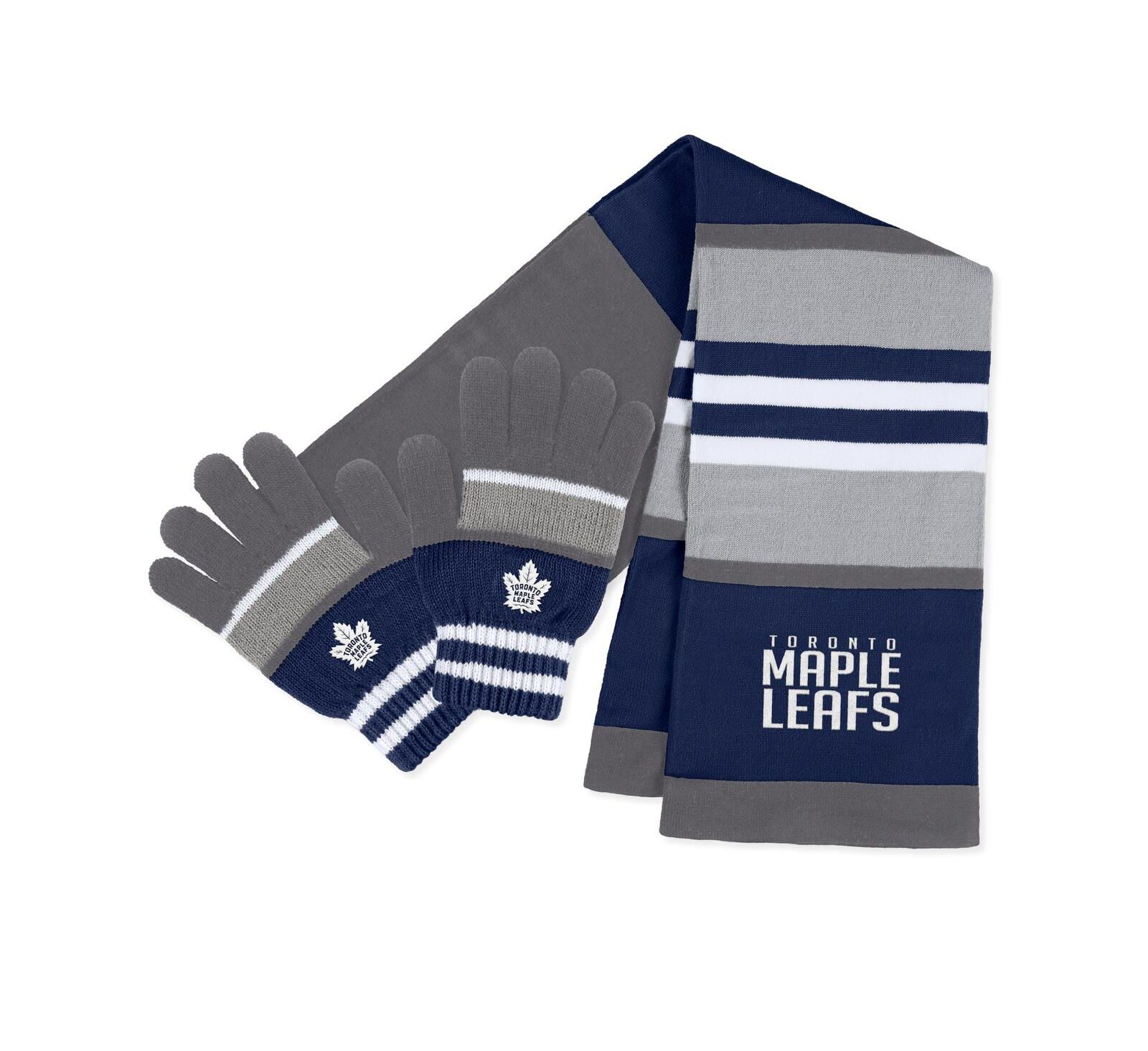 Women's WEAR by Erin Andrews Toronto Maple Leafs Stripe Glove and Scarf Set
