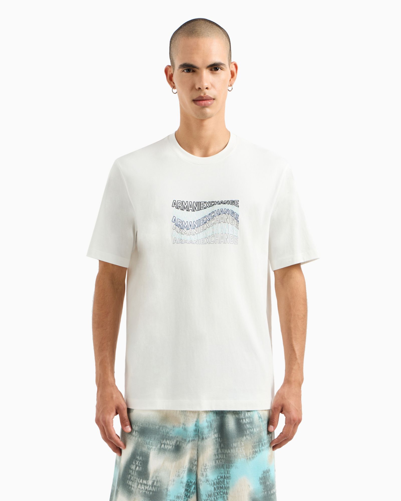 A|X Armani Exchange Men's Cotton Wave Logo Print T Shirt