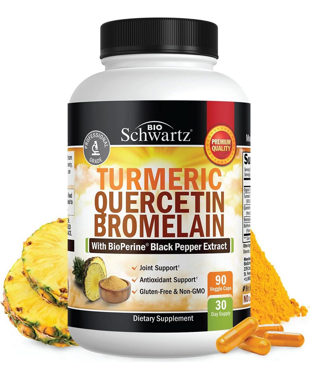 Биодобавка BioSchwartz Turmeric Curcumin с BioPerine, Quercetin, Bromelain