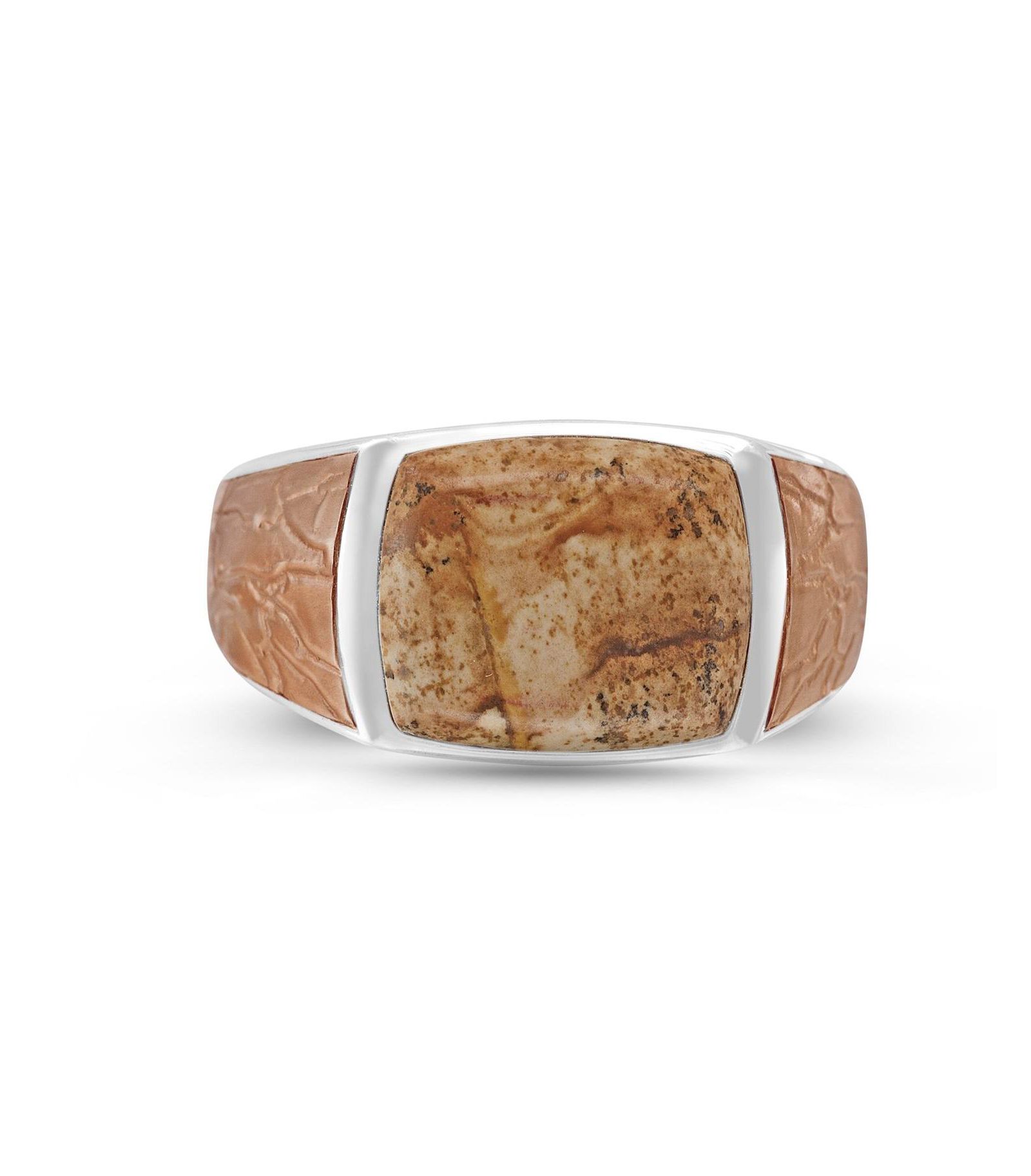 LuvMyJewelry мужской перстень с яшмой Пикассо и серебром 925 в коричневом родии