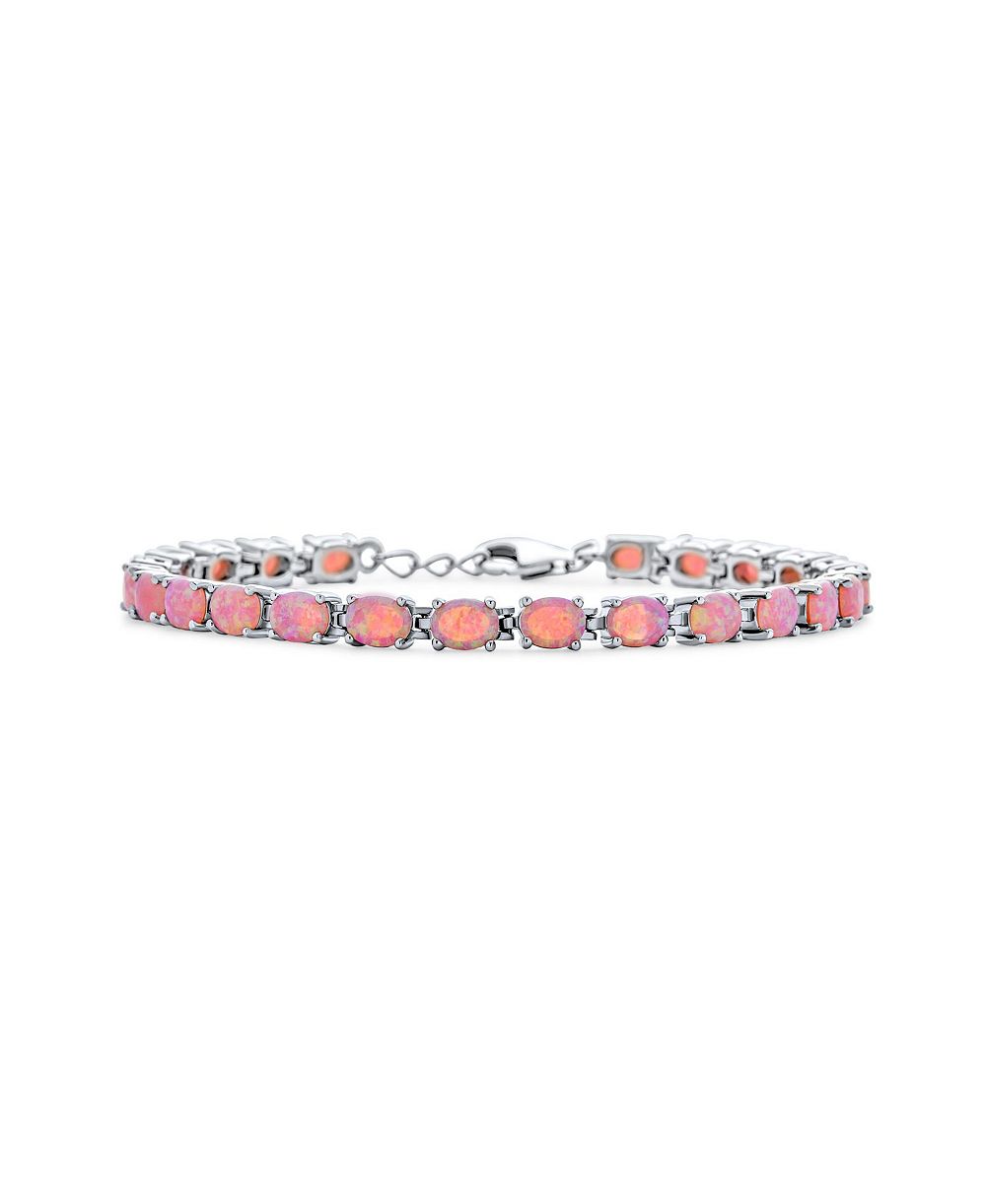 Браслет Bling Jewelry Solitaire Round Created Opal Tennis из Sterling Silver