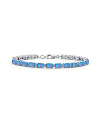Браслет-теннис Bling Jewelry с круглым созданным опалом и стразами, стерлинговое серебро
