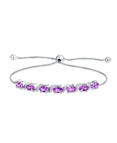 Bling Jewelry Classic Purple Tanzanite Gemstone Bolo Tennis Bracelet .925 Sterling Silver