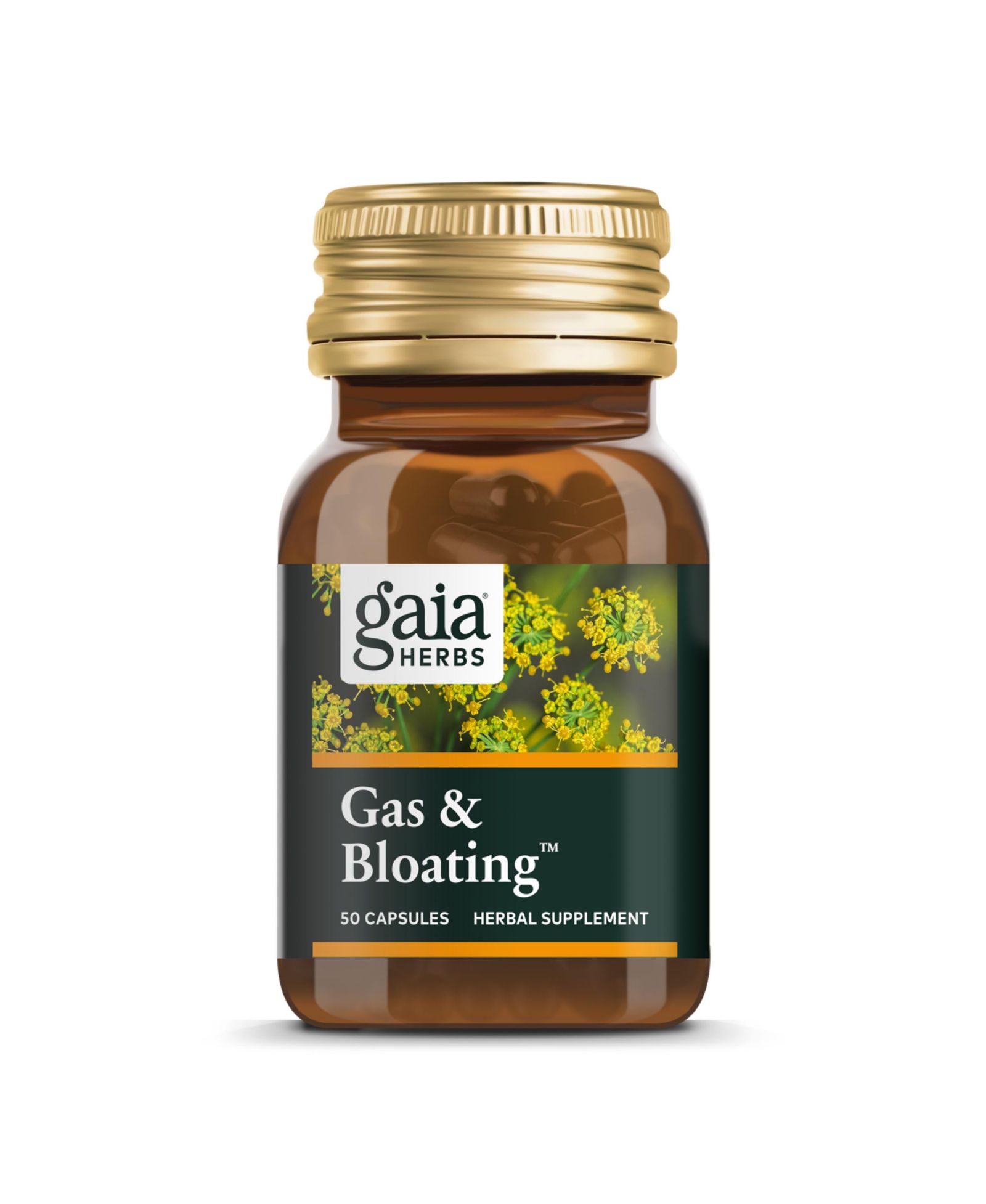 Добавка Gaia Herbs Gas & Bloating с активированным углем и фенхелем, 50 капсул