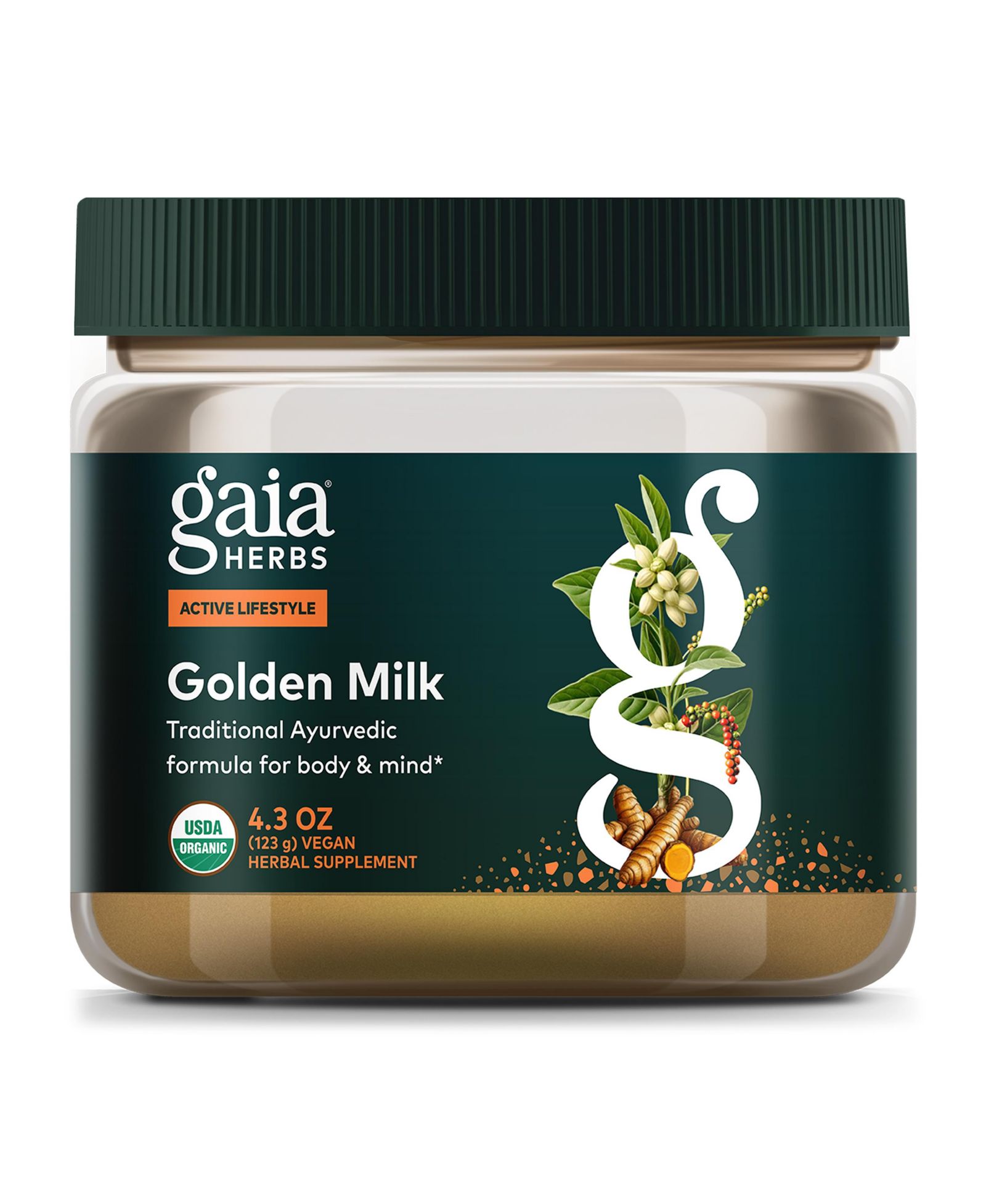 Gaia Herbs Golden Milk - Traditional Relaxation Support Supplement Powder for an Ayurvedic Cup of Calm - 4.3 Oz (About 35 Servings)