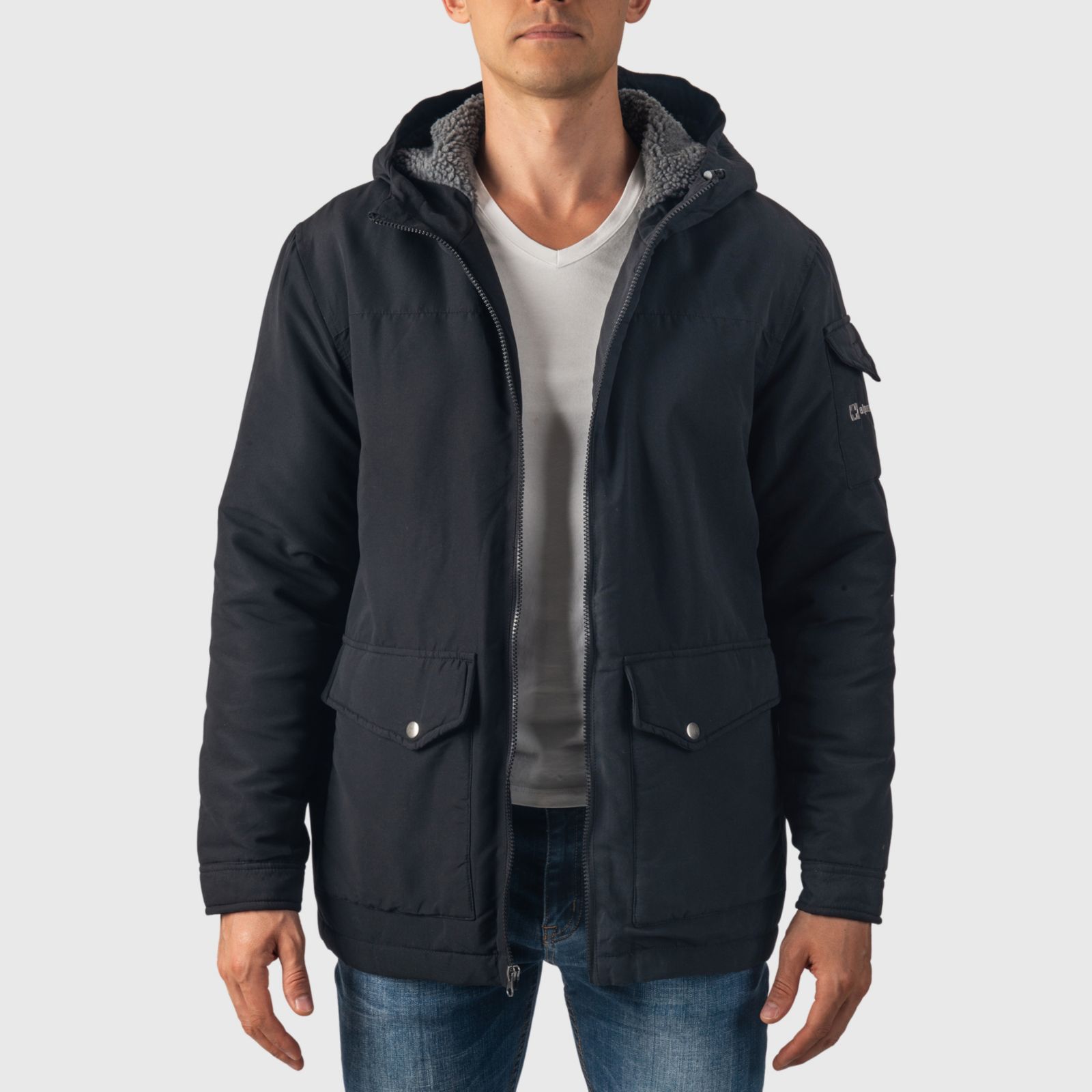Alpine Swiss Mens Sherpa Lined Parka Hooded Winter Coat Cargo Utility Jacket