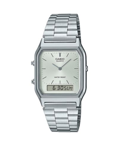 Casio Unisex аналоговые цифровые часы Silver-Tone Color Stainless Steel, 29.8mm, AQ230A-7AVT
