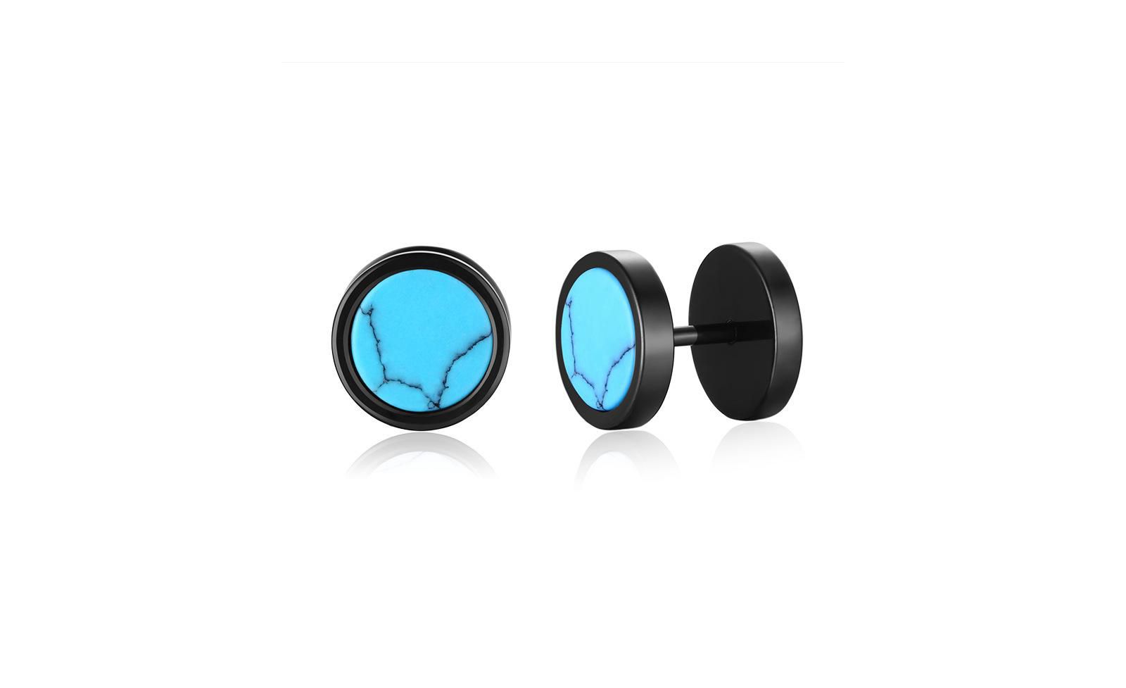 Stainless Steel Round Stone Stud Earrings