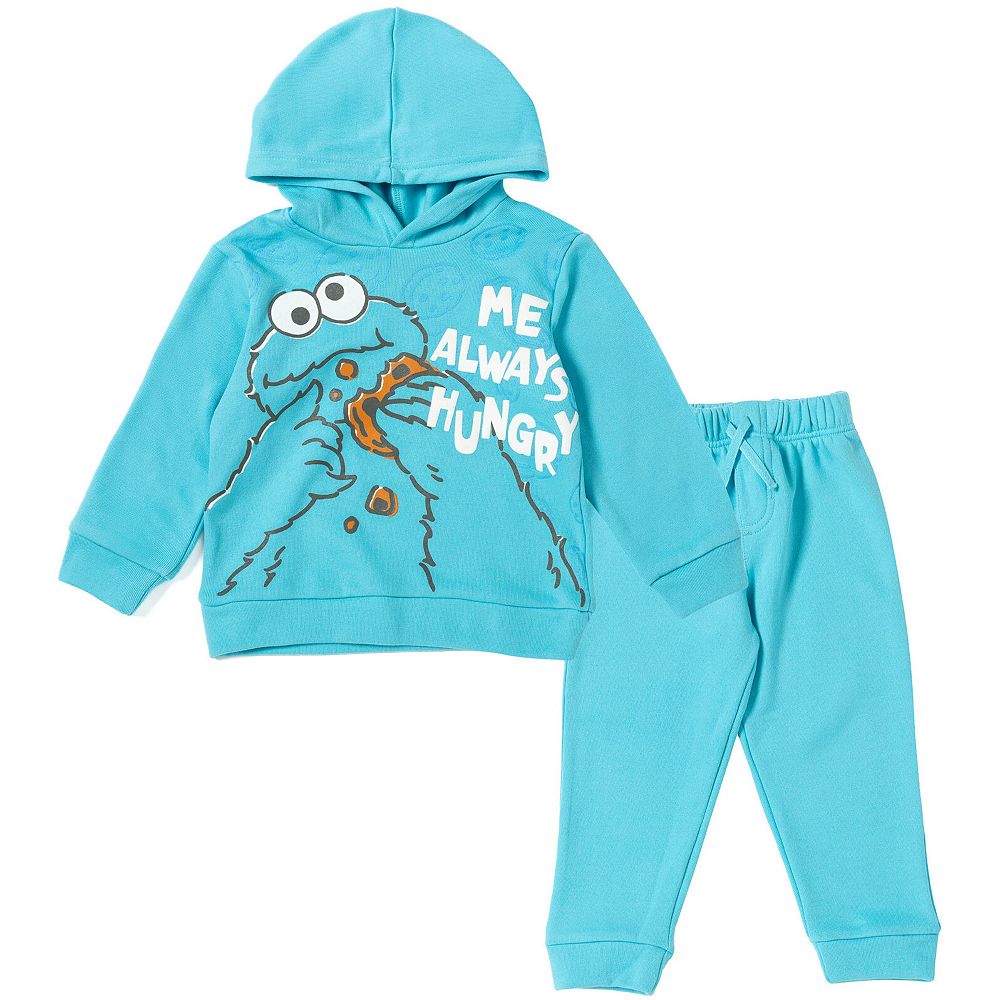 Sesame Street Toddler Boys (2T-5T) Elmo Cookie Monster Fleece Pullover Hoodie and Pants Outfit Set