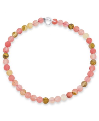 Ожерелье Bling Jewelry Multi Color Jasper & Rose Quartz Matte Bead Strand Silver Clasp 17 Inch
