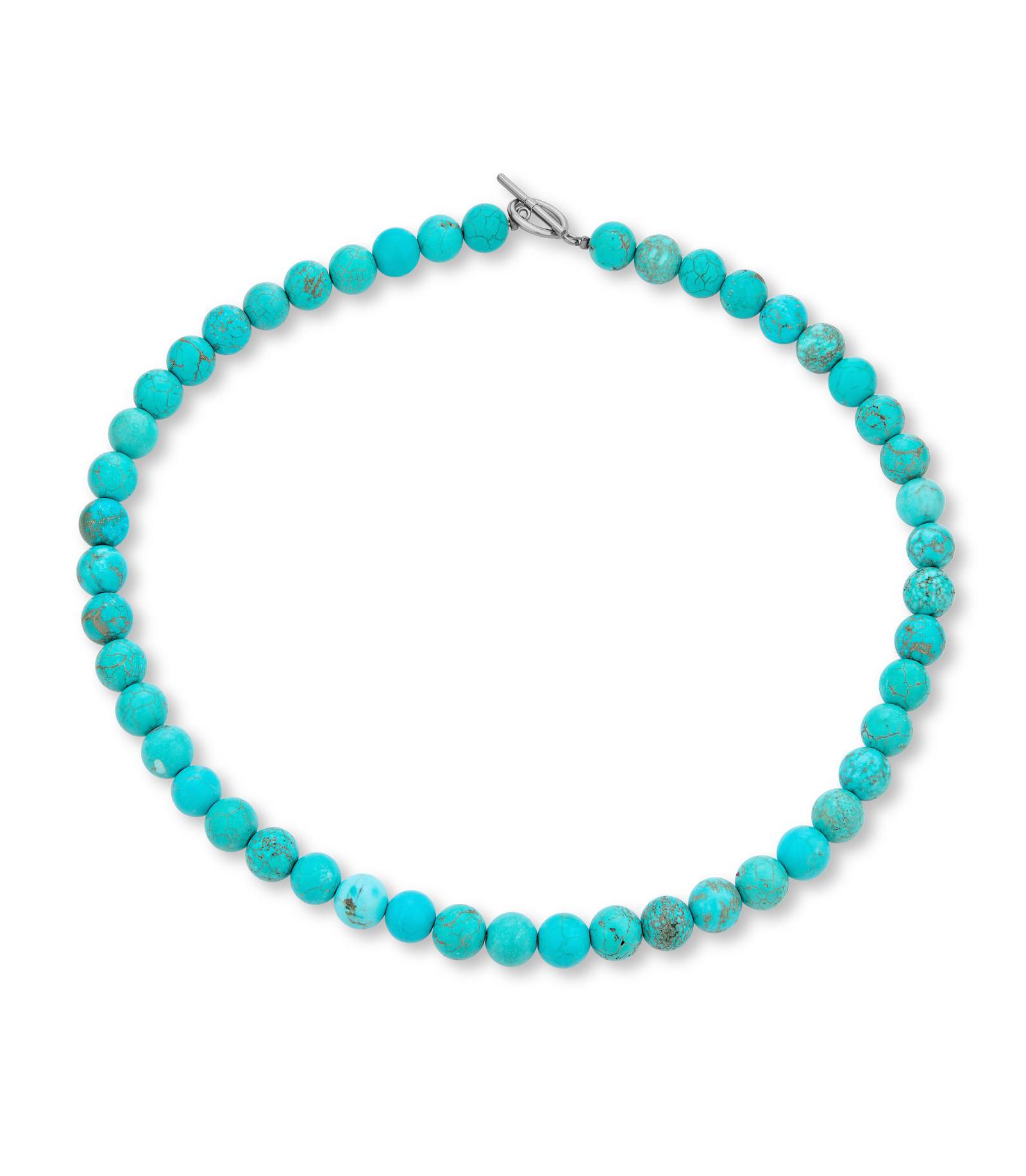Ожерелье Bling Jewelry Semi-Precious Blue Synthetic Compressed Turquoise Stone 10MM Bead