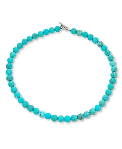 Bling Jewelry Aqua Turquoise Semi-Precious Ball Bead Necklace Beaded Toggle Clasp 20"