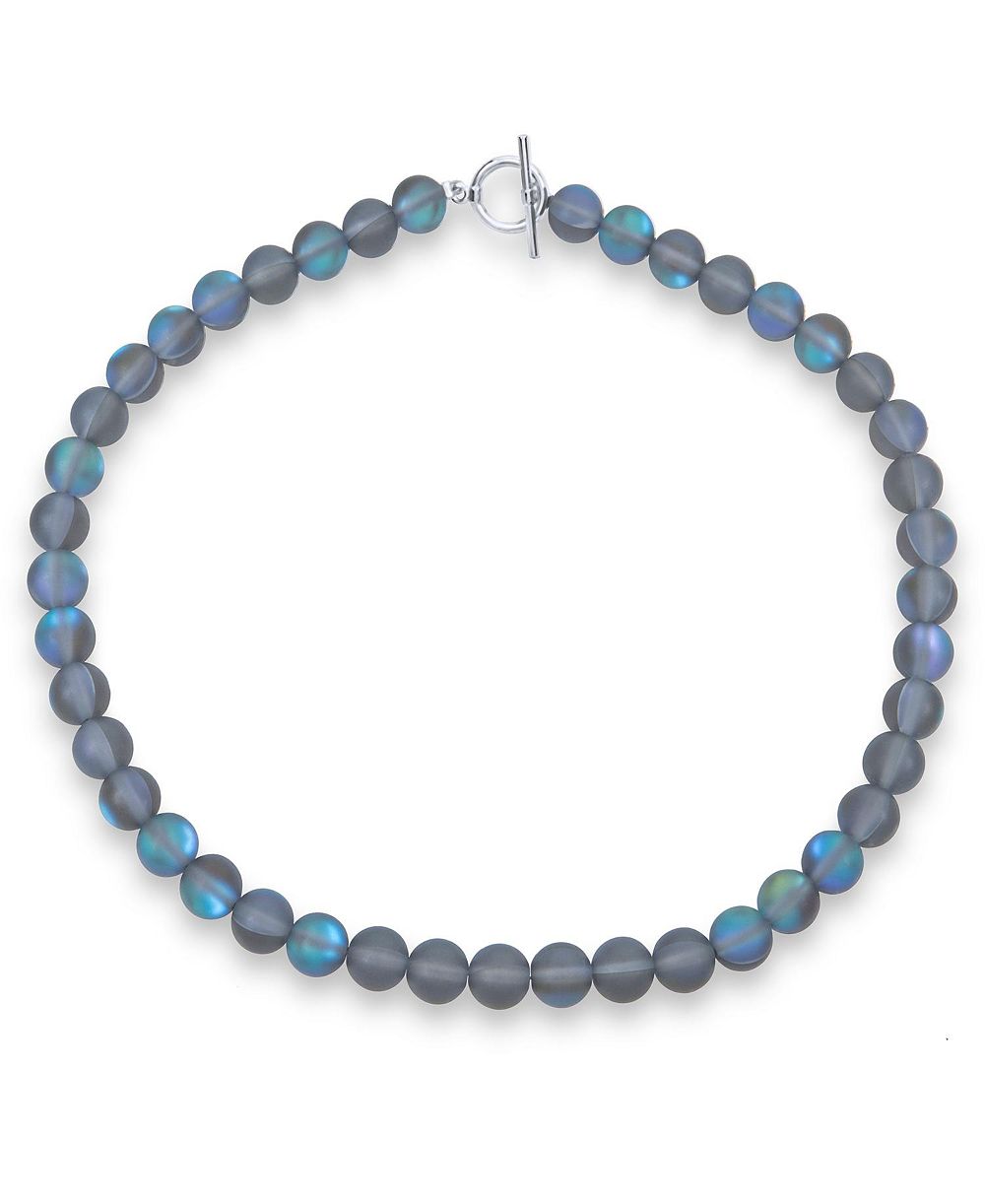 Bling Jewelry Ожерелье с бусинами Moonstone 10MM и серебряной застежкой