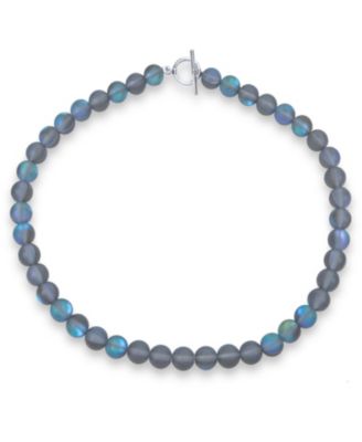 Bling Jewelry Ожерелье с бусинами Moonstone 10MM и серебряной застежкой
