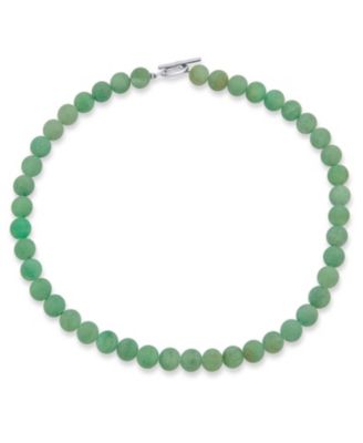 Bling Jewelry Ожерелье с бусинами из натурального авантюрина Moss Green и застежкой Toggle Silver Plated