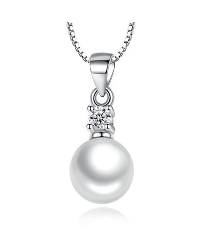 Pearl Pendant Necklace with Cubic Zirconia Accent Stone Necklace