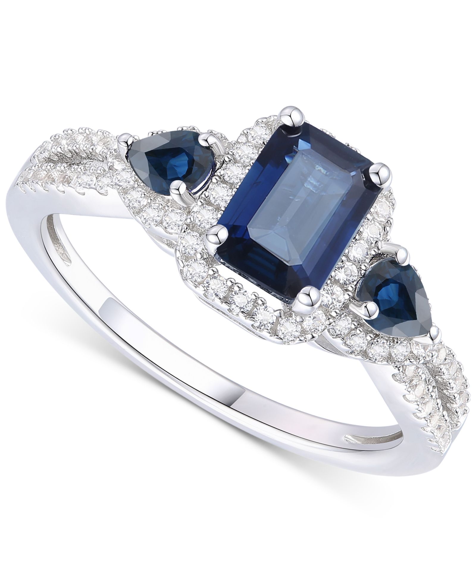 Кольцо с изумрадом (1-1/3 ct. t.w.) и бриллиантом (1/3 ct. t.w.) в золоте 14k (также доступно с рубином и сапфиром)