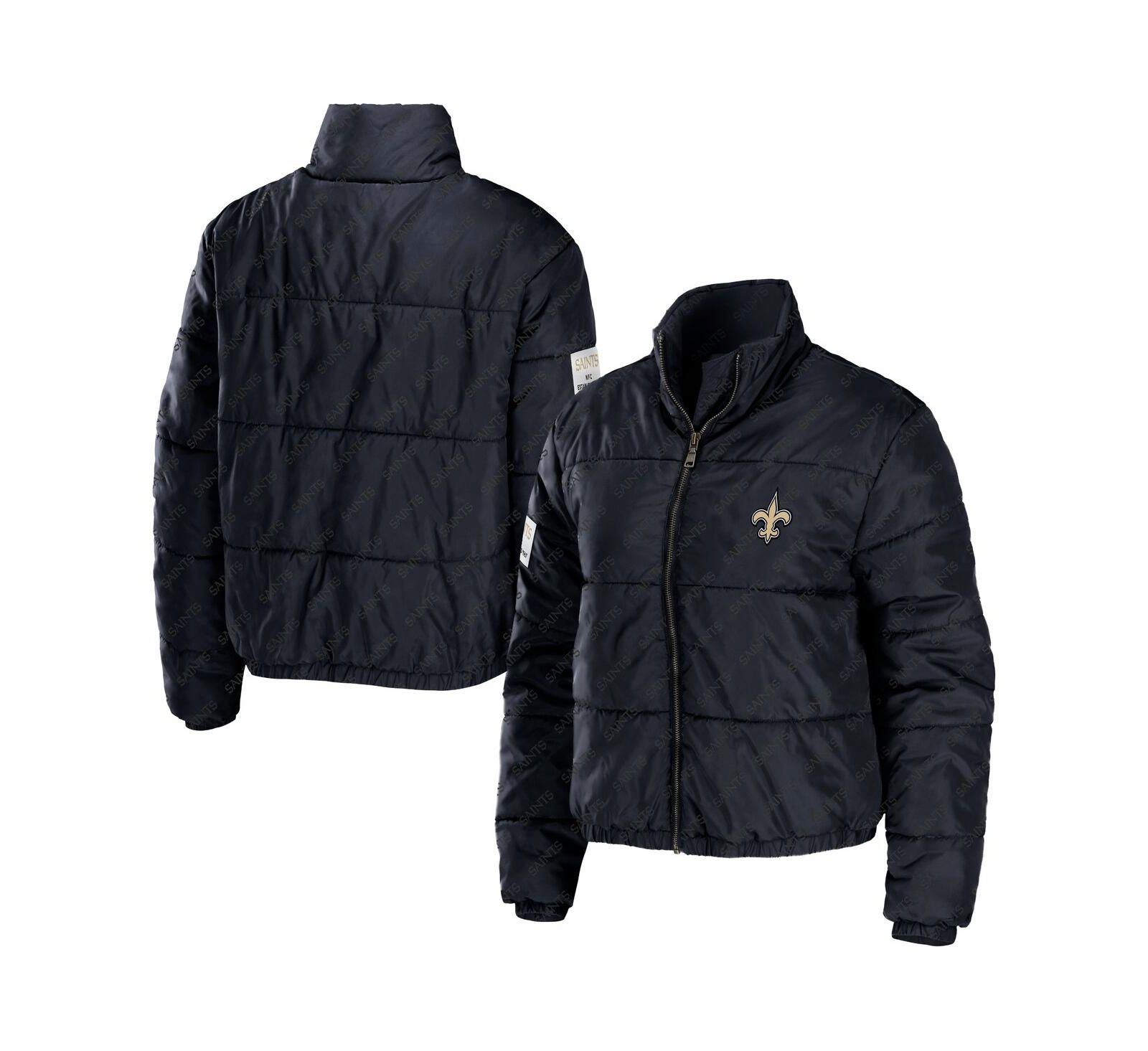 Женский укороченный пуховик WEAR by Erin Andrews Black New Orleans Saints Full-Zip
