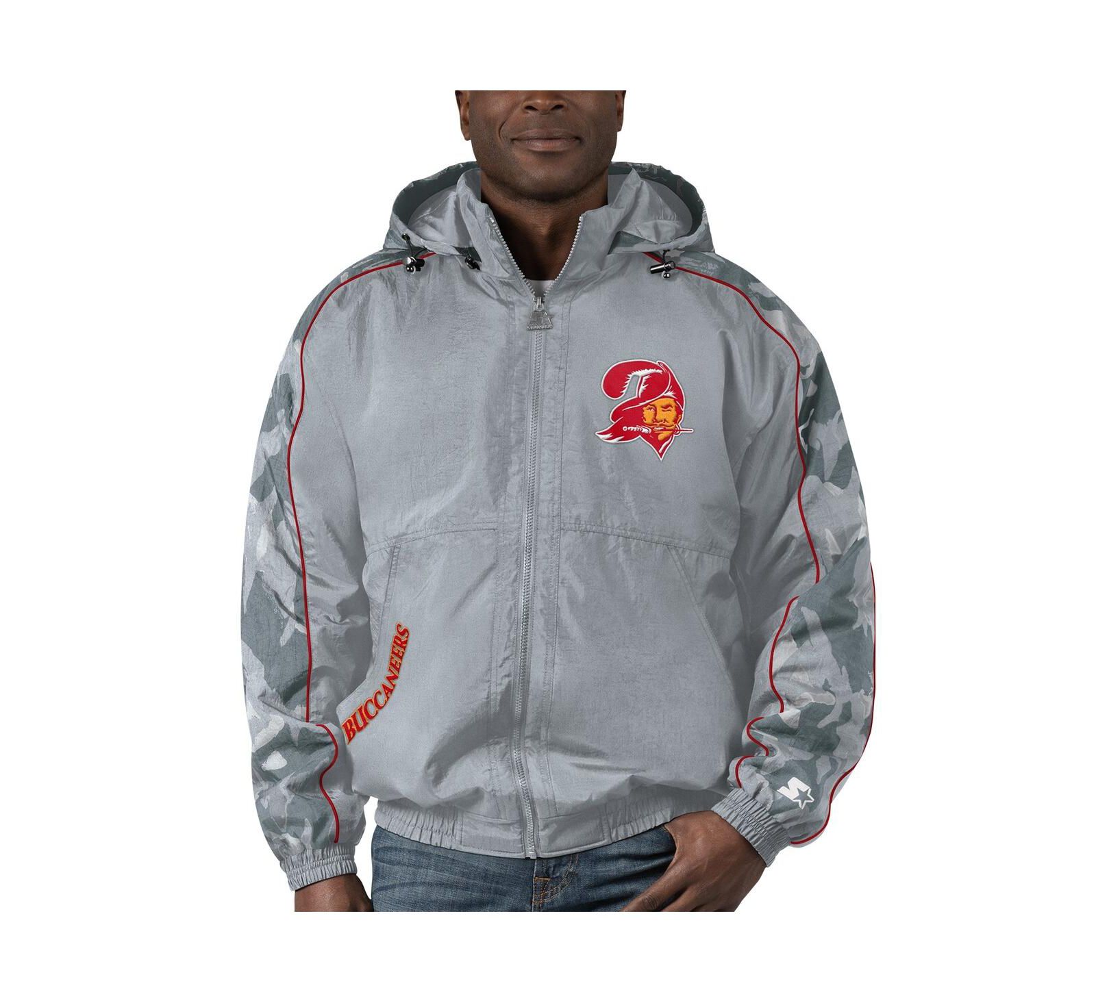 Men's Starter Gray Distressed Tampa Bay Buccaneers Thursday Night Gridiron Throwback Full-Zip Jacket