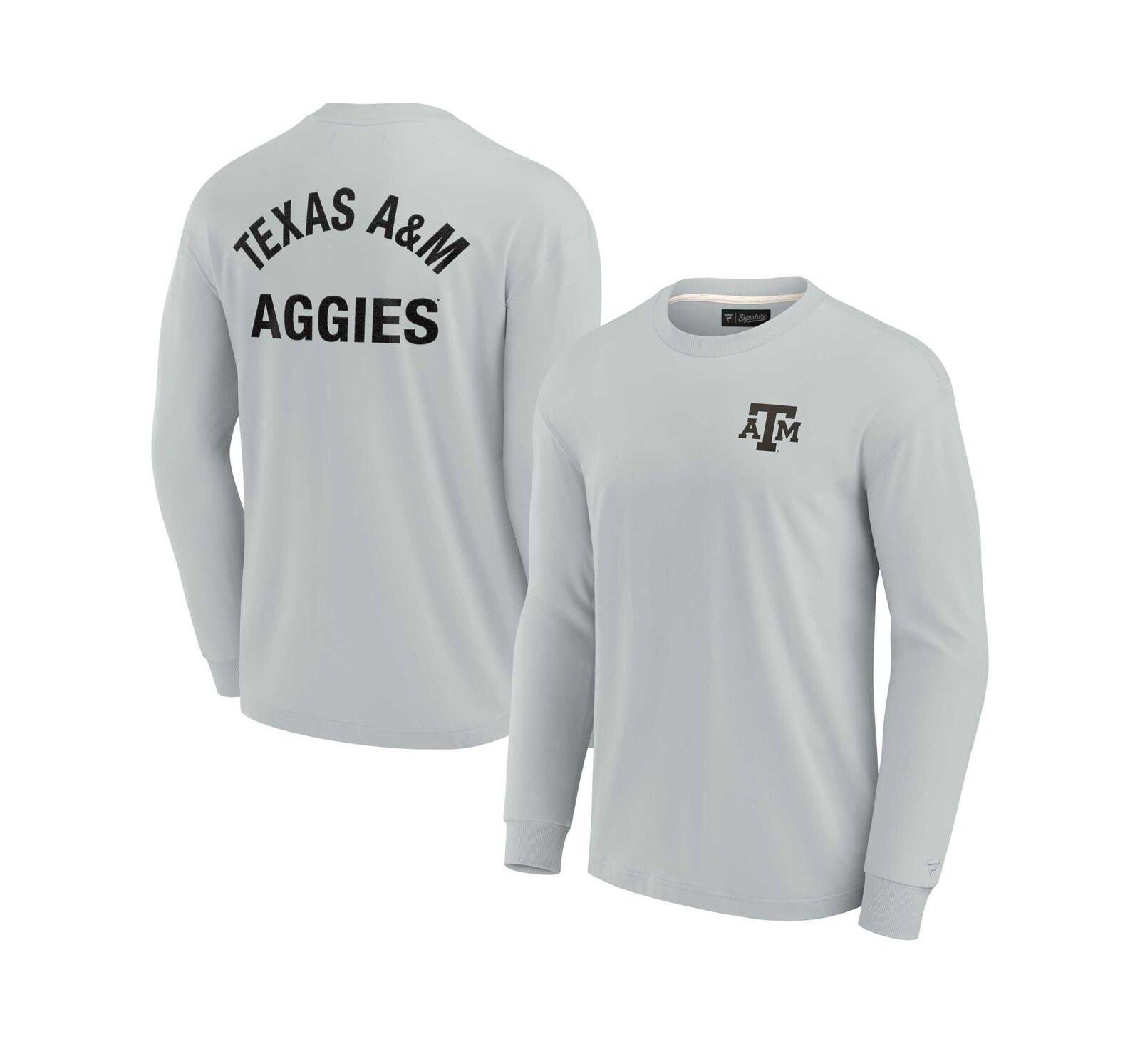 Мужской и женский лонгслив Fanatics Signature Gray Texas A&M Aggies