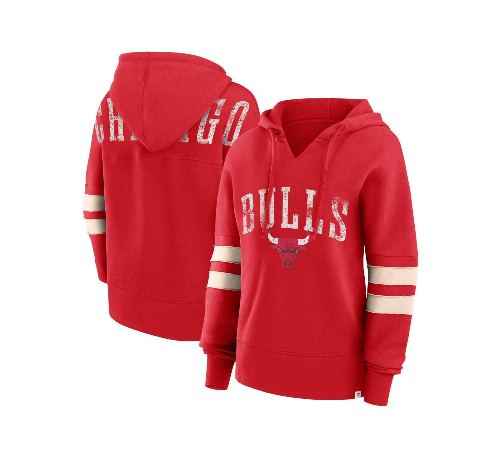 Fanatics Женское худи Chicago Bulls Red Distressed Dolman V-Neck